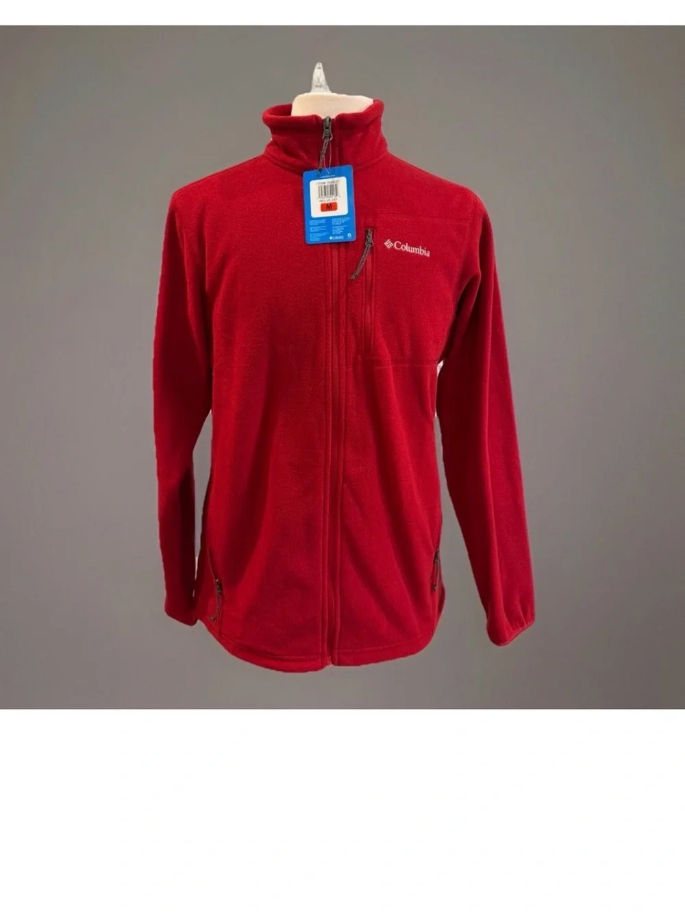 NEW COLUMBIA Men’s Medium Full-Zip Fleece Jacket Red NWT